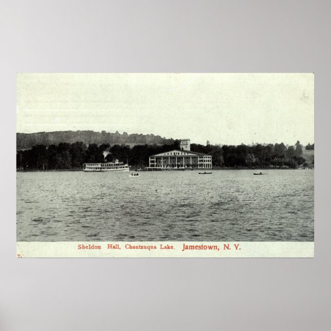 Póster Lago Chautauqua, Jamestown NY 1909 Vintage (Frente)