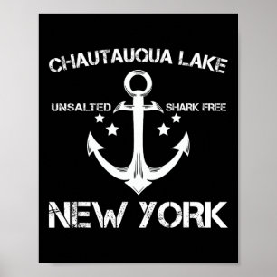 Póster Lago Chautauqua Nueva York Divertida Pesca Regalo