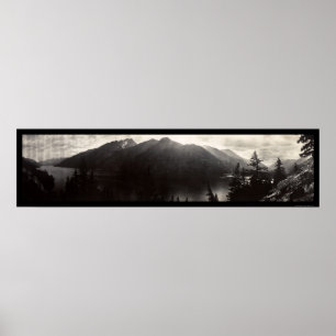 Póster Lago Chelan, foto 1908 de las montañas de la