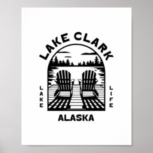 Póster Lago Clark Alaska Exteriores Vintage 