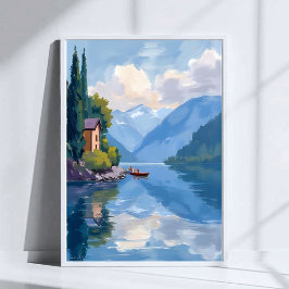 Póster Lago Como, Poster de pintura italiano