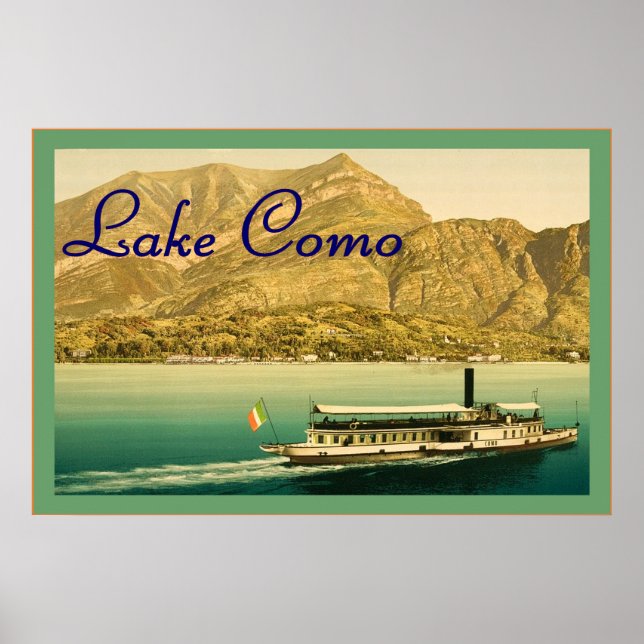 Póster Lago Como ~ Poster Viajero Viejo (Frente)