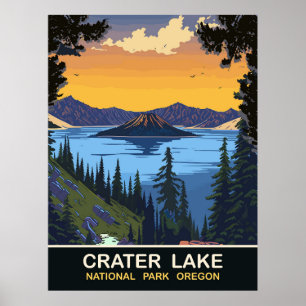 Póster Lago Crater, Parque Nacional, Oregón, Viajes