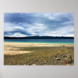 Póster Lago Crescent en la Bahía Simax, Oregón