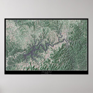 Póster Lago Cumberland Kentucky, poste satelital de Kentu