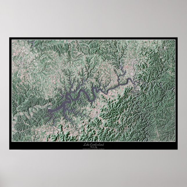 Póster Lago Cumberland Kentucky, poste satelital de Kentu (Frente)