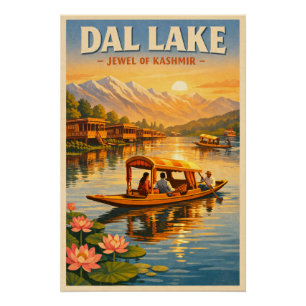 Póster Lago Dal, Srinagar, India, en un clásico