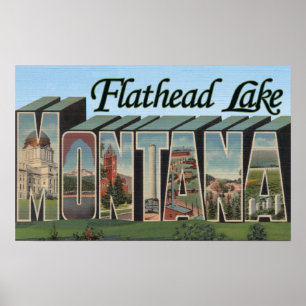 Póster Lago de cabeza llana, Montana - escenas grandes de