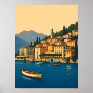 Póster Lago de Como Italia Viajes Antiguos Lagos Italiano