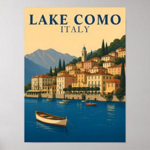 Póster Lago de Como Italia Viajes Vintage Lagos Italianos