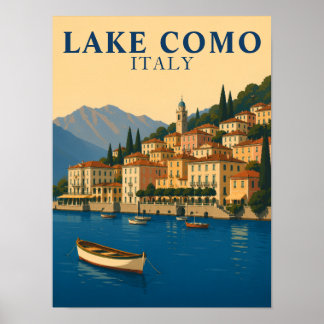 Póster Lago de Como Italia Viajes Vintage Lagos Italianos