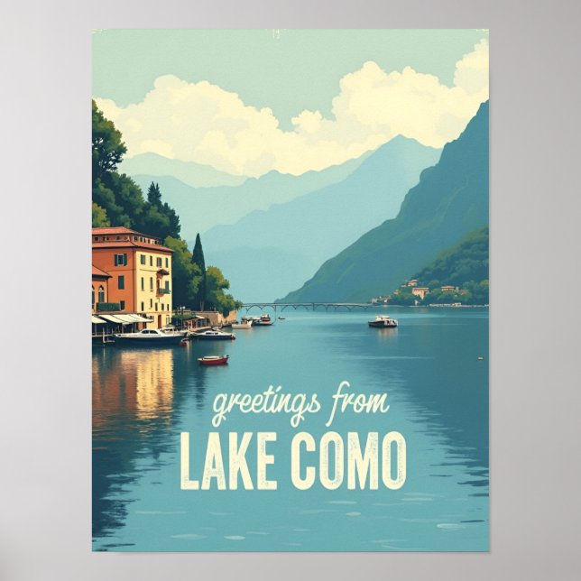 Póster Lago de Como Vintage (Frente)