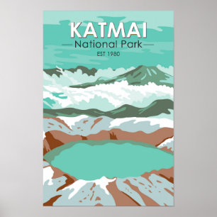 Póster Lago de cráter de la cumbre del Parque Nacional Ka