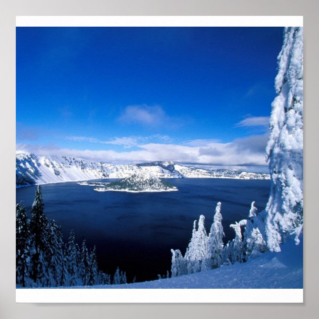 Póster Lago de cráter en Oregón de invierno (Frente)