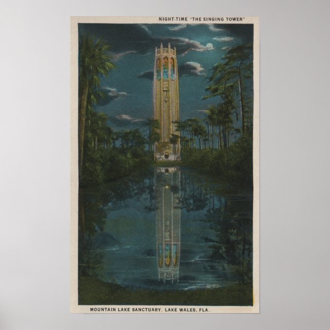 Póster Lago de Gales, FL - Vista del Lago Mt. y cantos (Frente)