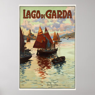 Póster Lago de Garda - Cartel de Viajes Antiguo