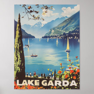 Póster Lago de Garda Italia Vintage Famoso lugar de viaje