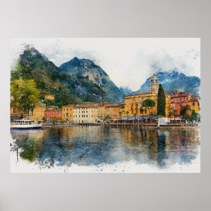 Póster Lago de Garda (Lago di Garda) - Salpicadura de Acu