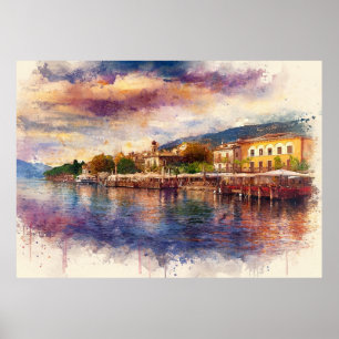 Póster Lago de Garda (Lago di Garda) - Salpicadura de Acu