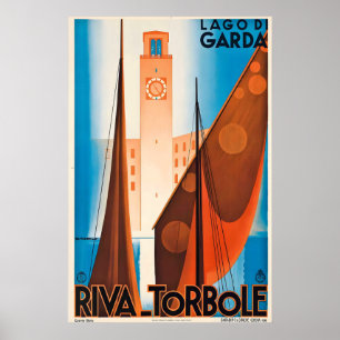 Póster Lago de Garda Nago–Torbole Italia Viajes Antiguos