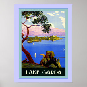 Póster Lago de Garda ~ Viaje italiano de época