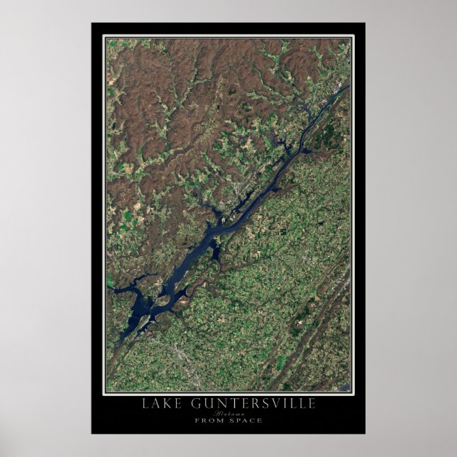 Póster Lago de Guntersville en Alabama desde el mapa de s (Frente)