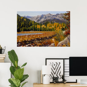 Póster Lago de montaña en el pintoresco Estes Park