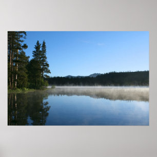 Póster Lago de montaña, Sunrise, Mist
