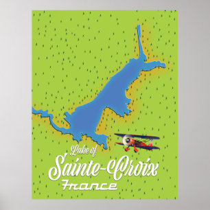 Póster Lago de Sainte-Croix mapa de viaje de Francia