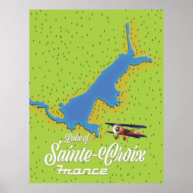 Póster Lago de Sainte-Croix mapa de viaje de Francia (Frente)