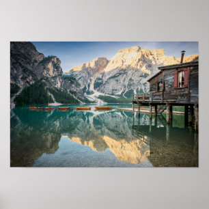 Póster Lago di Braies en los Dolomitas de Italia
