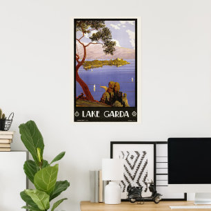 Póster Lago di Garda, Lago de Garda, Italia Viajes Antigu