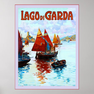 Póster Lago di Garda ~ Viaje italiano de época