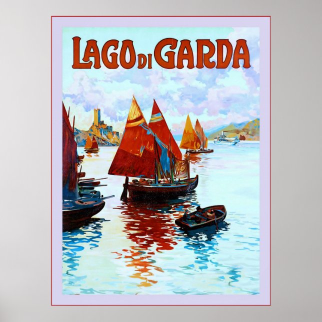 Póster Lago di Garda ~ Viaje italiano de época (Frente)