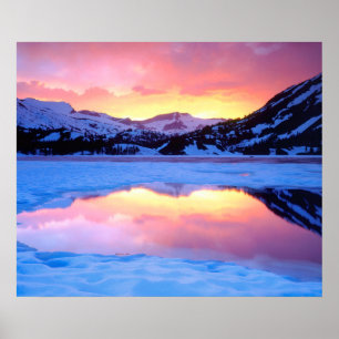 Póster Lago Ellery al atardecer