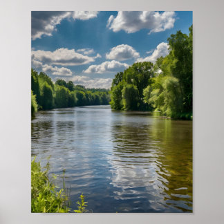 Póster lago en el bosque