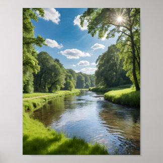 Póster Lago en el bosque