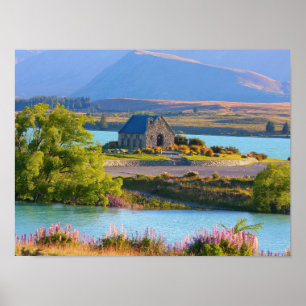 Póster Lago Escenario Tekapo