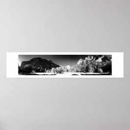 Póster Lago Espejo Yosemite Panorámica Negro y Blanco