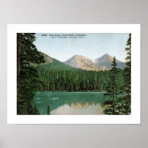 Póster Lago Fern, Parque Estes, Vintage Colorado