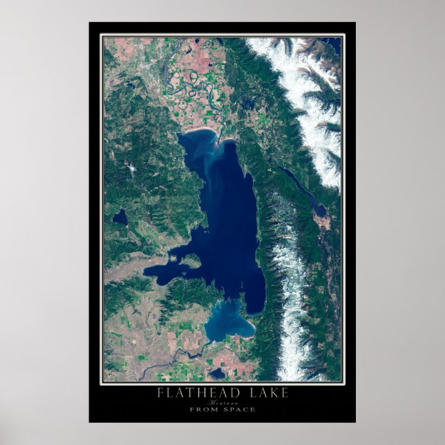 Póster Lago Flathead de Montana desde el mapa de satélite (Frente)