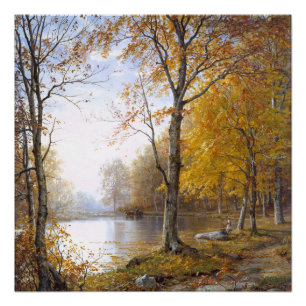 Póster Lago forest en Automn