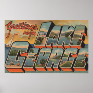 Póster Lago George, Nueva York - escenas grandes de la