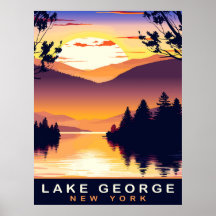 Lago George, NY, Atardecer Romántico, Viaje