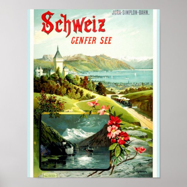 Póster Lago Ginebra Suiza (Frente)