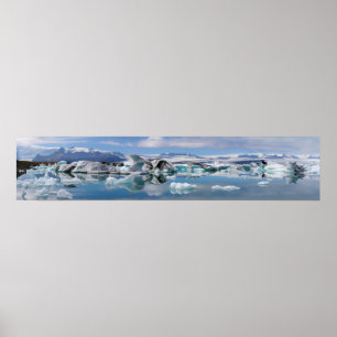 Póster Lago glacial Jokulsarlon en el panorama de