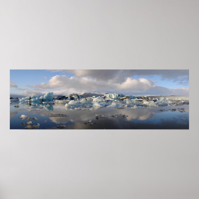 Póster Lago glaciar Jokulsarlon en poster de Islandia (Frente)