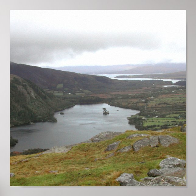 Póster Lago Glanmore de Healy Pass Ireland. (Frente)