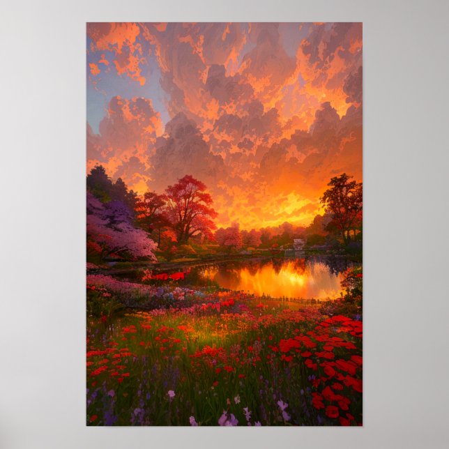 Póster Lago Golden Sunset (Frente)