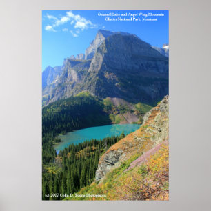 Póster Lago Grinnell y montaña del ala del ángel